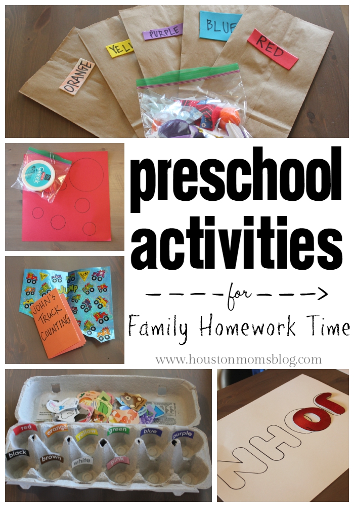preschool homework activities